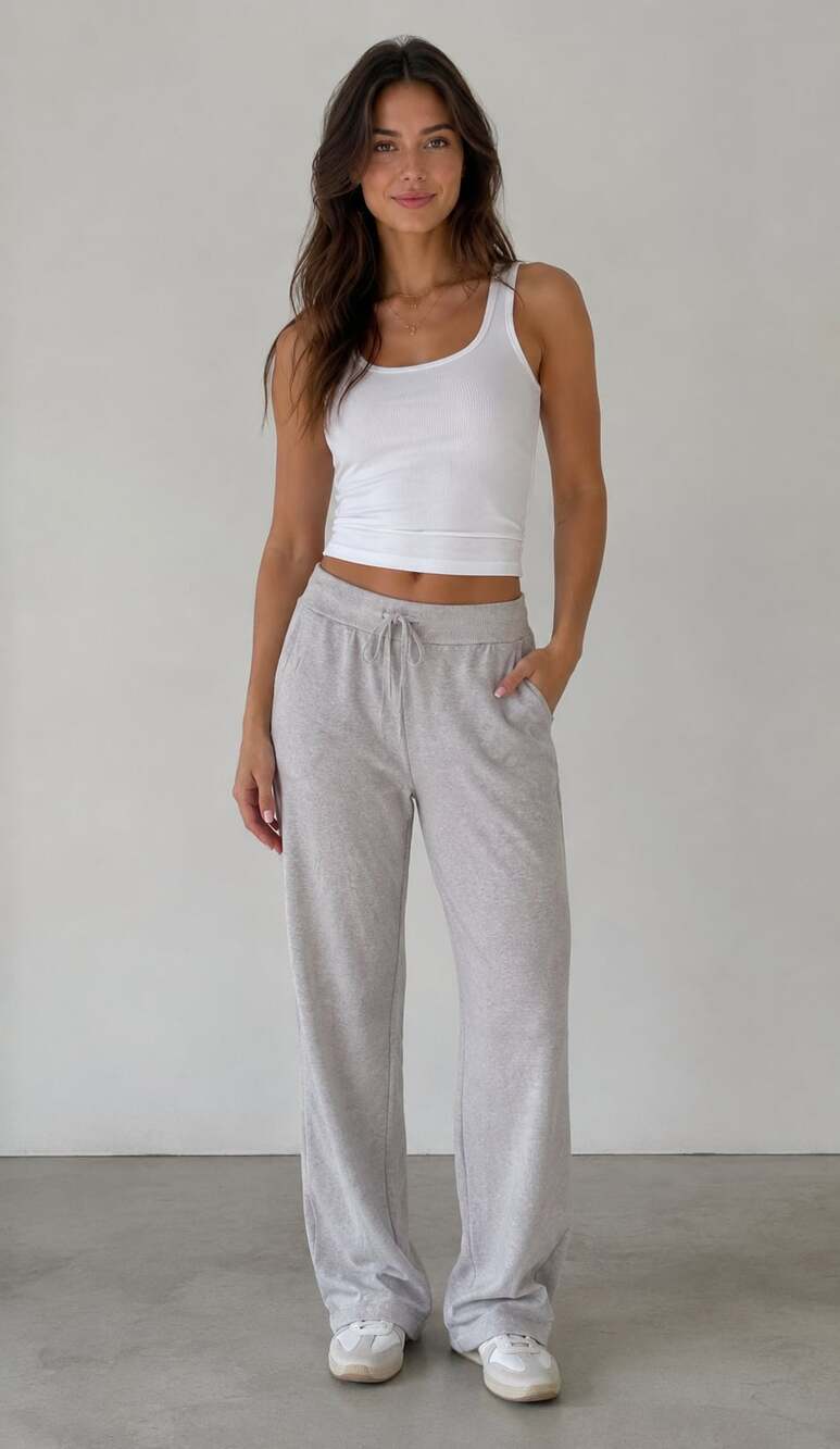 Gap Women's CashSoft Jersey Wide Leg Lounge Pants, Warm Taupe Heather